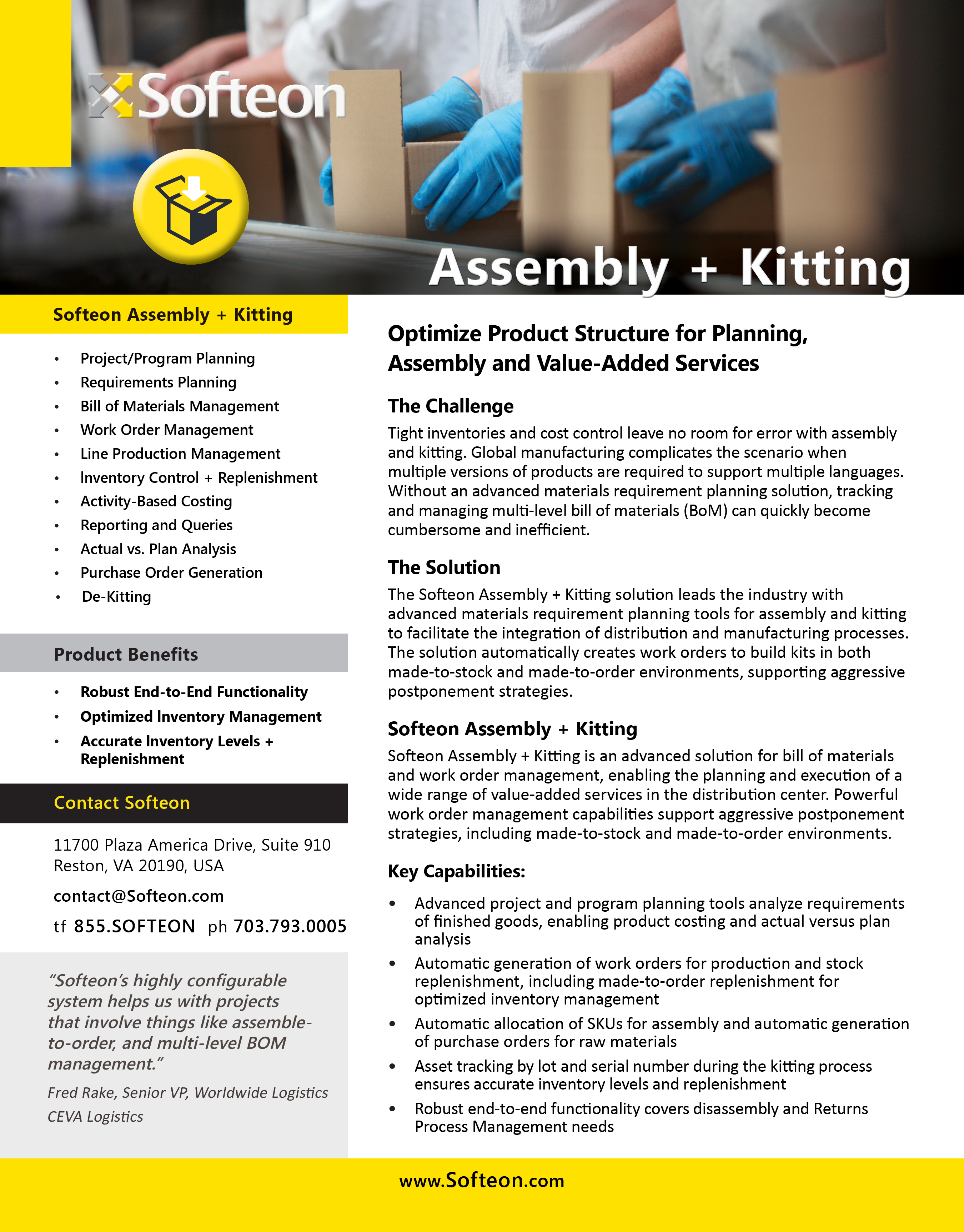 Softeon Assembly & Kitting