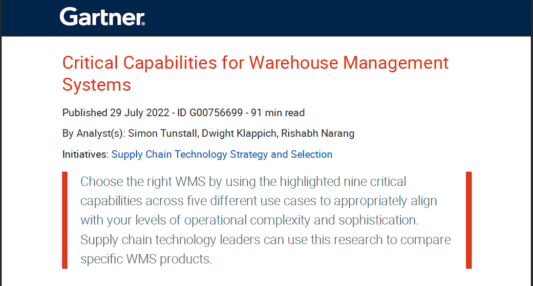 Understanding the Gartner WMS Critical Capabilities Report